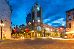 A picture of downtown Hamilton at night